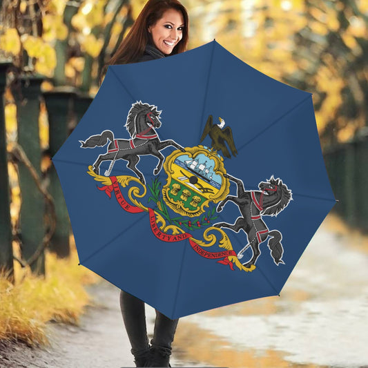 Pennsylvania State Flag Auto Open & Close Travel Umbrella
