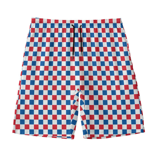 Red, white, and blue checkered shorts by Luv My Flag.