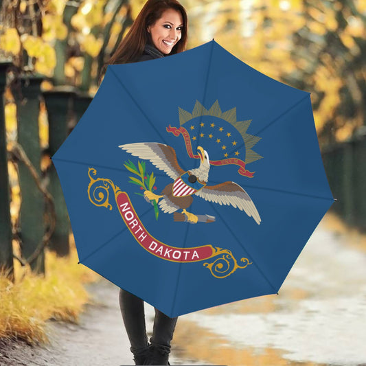 North Dakota State Flag Auto Open & Close Travel Umbrella