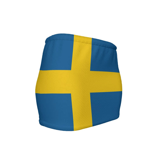 Sweden Flag Inspired Women’s Slinky Micro Mini Skirt