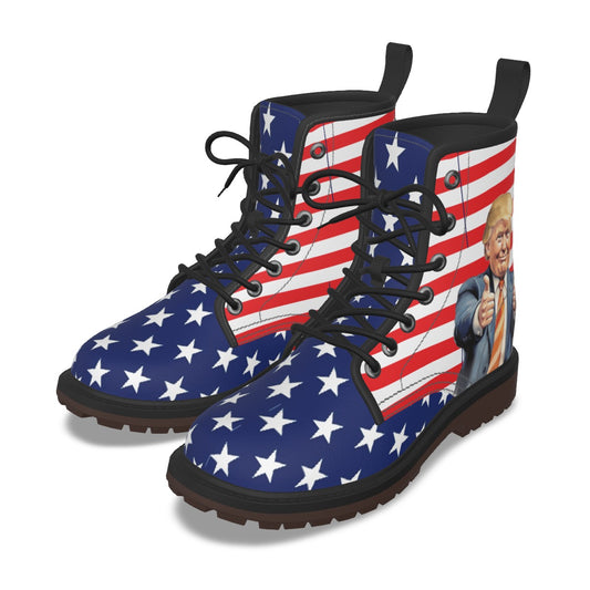 USA/American Flag Inspired Trump Thumbs Up Women's Derby Laced Boots