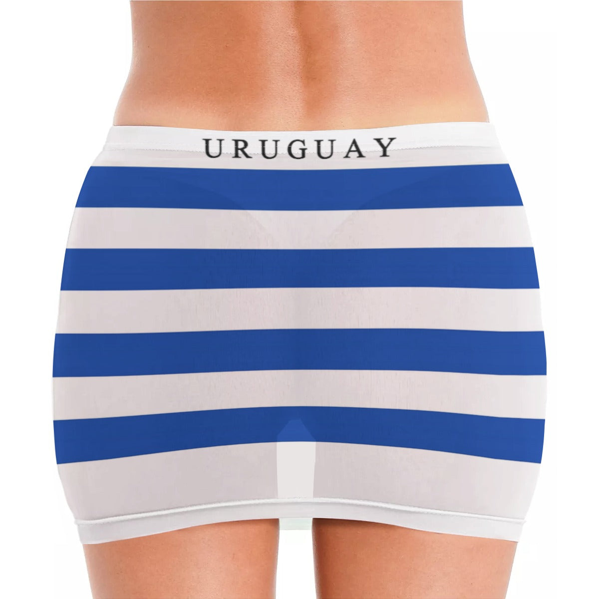 Uruguay Flag Inspired Women’s See Through Sheer Mesh Bodycon Skirt