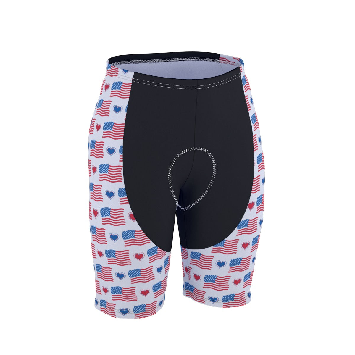 USA/American Flag Inspired Flags and Hearts Pattern Men’s Cycling Shorts
