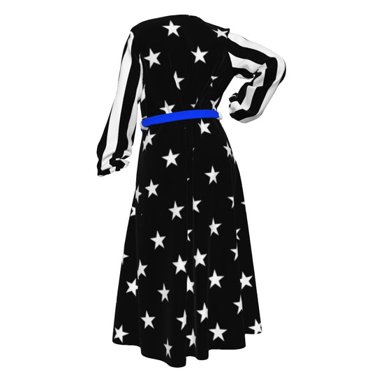 Thin Blue Line Flag Inspired Women’s Lace-up Chiffon Robe