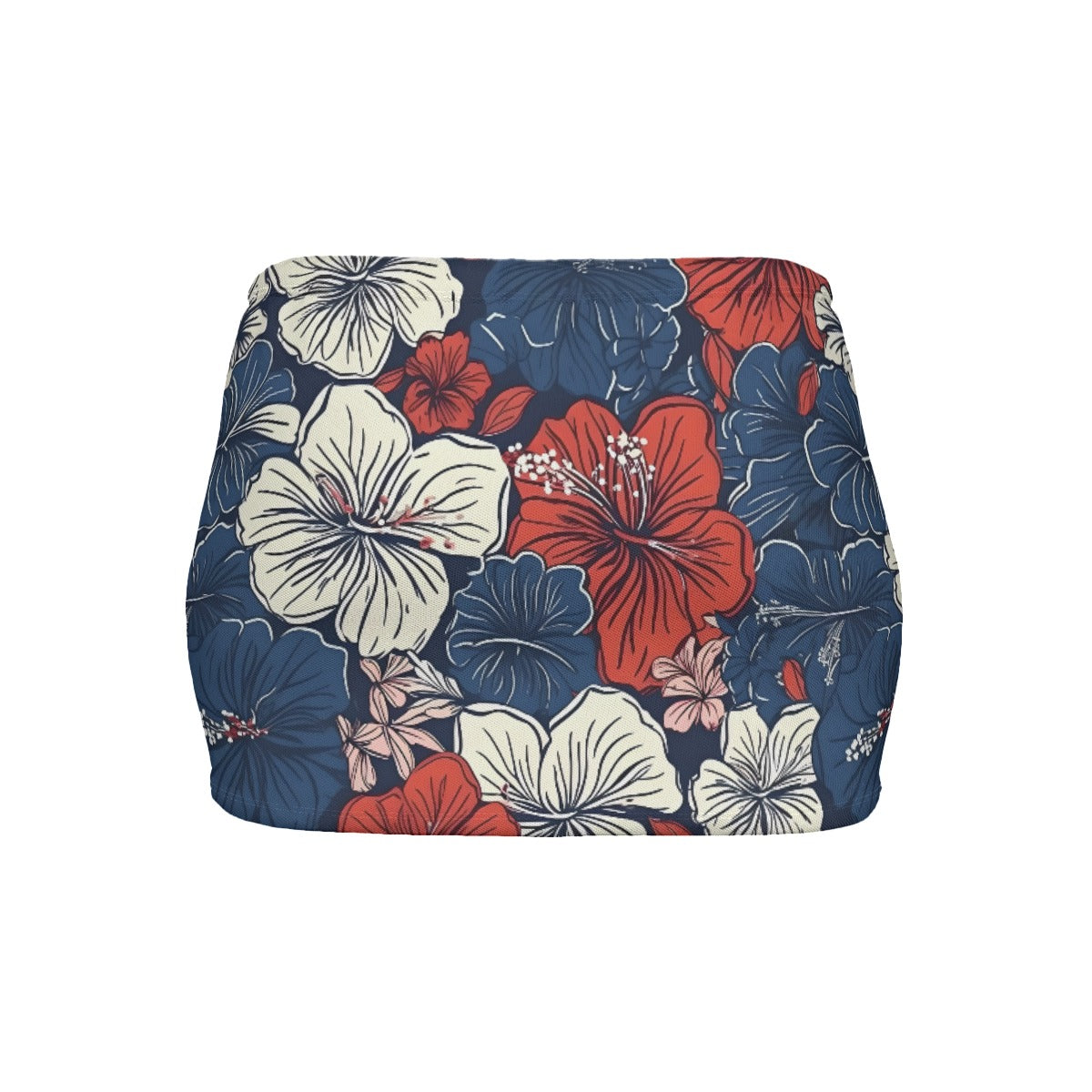 USA/American Flag Inspired Hawaiian Floral Pattern Women’s Slinky Micro Mini Skirt