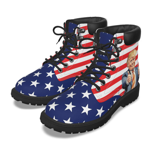 USA/America Flag Inspired Trump Thumbs Up Men’s Padded-Collar Lace-Up Utility Boots