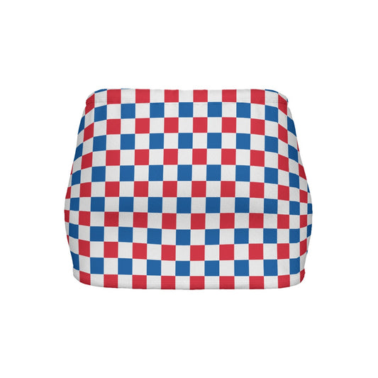 USA/American Flag Inspired Checkered Pattern Women’s Slinky Micro Mini Skirt