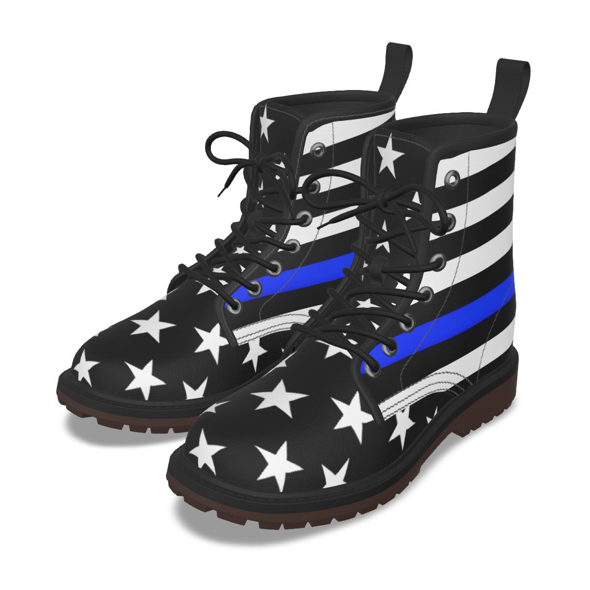 Thin Blue Line Flag Inspired Women's Derby Laced Boots