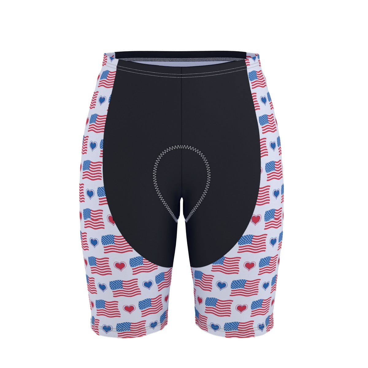 USA/American Flag Inspired Flags and Hearts Pattern Men’s Cycling Shorts