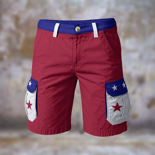 USA/American Flag Colors and Stars Mens Cargo Shorts