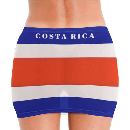 Costa Rica Flag Inspired Women’s See Through Sheer Mesh Bodycon Skirt