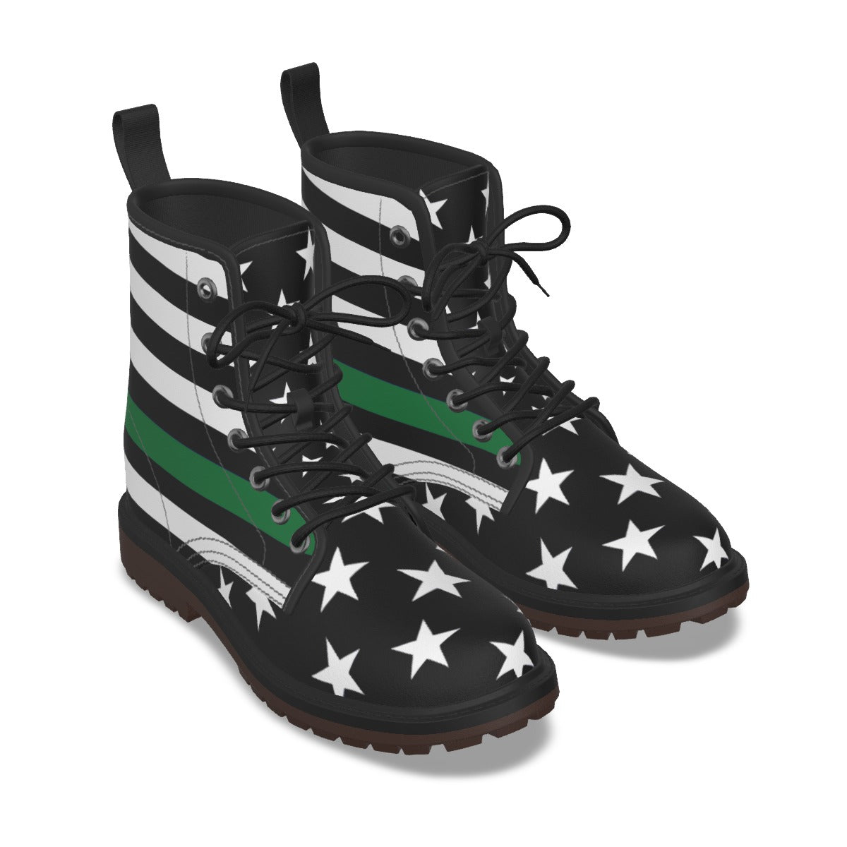 Thin Green Line Flag Inspired Women's Derby Laced Boots