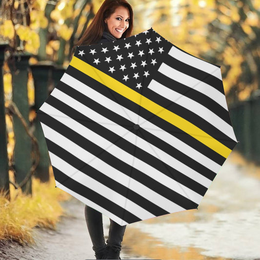 Thin Gold Line Flag Auto Open & Close Travel Umbrella