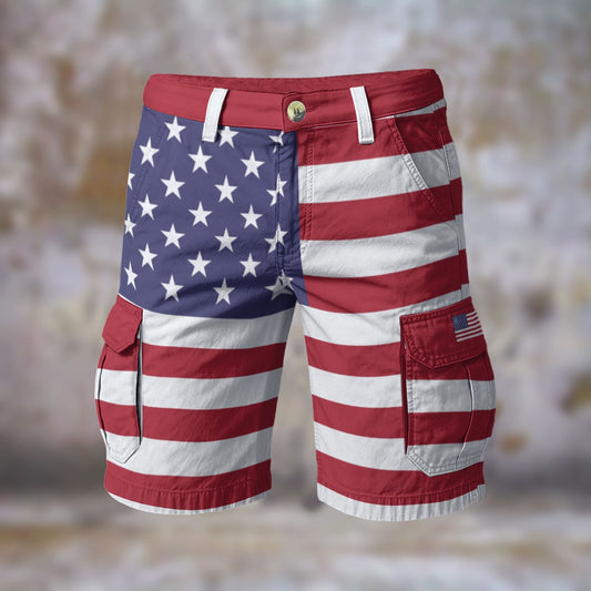 USA/America Flag Inspired Men’s Cargo Shorts