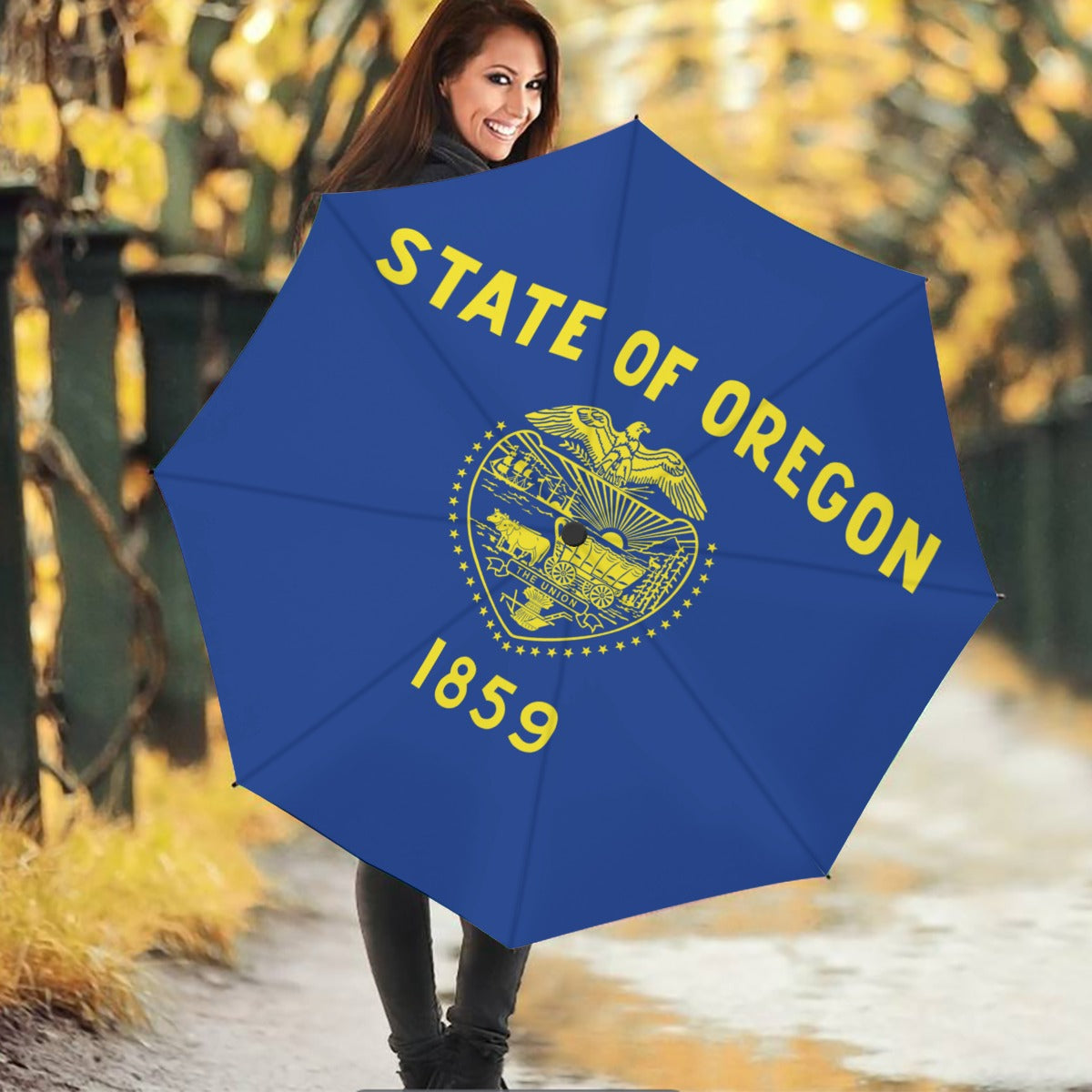 Oregon State Flag Auto Open & Close Travel Umbrella