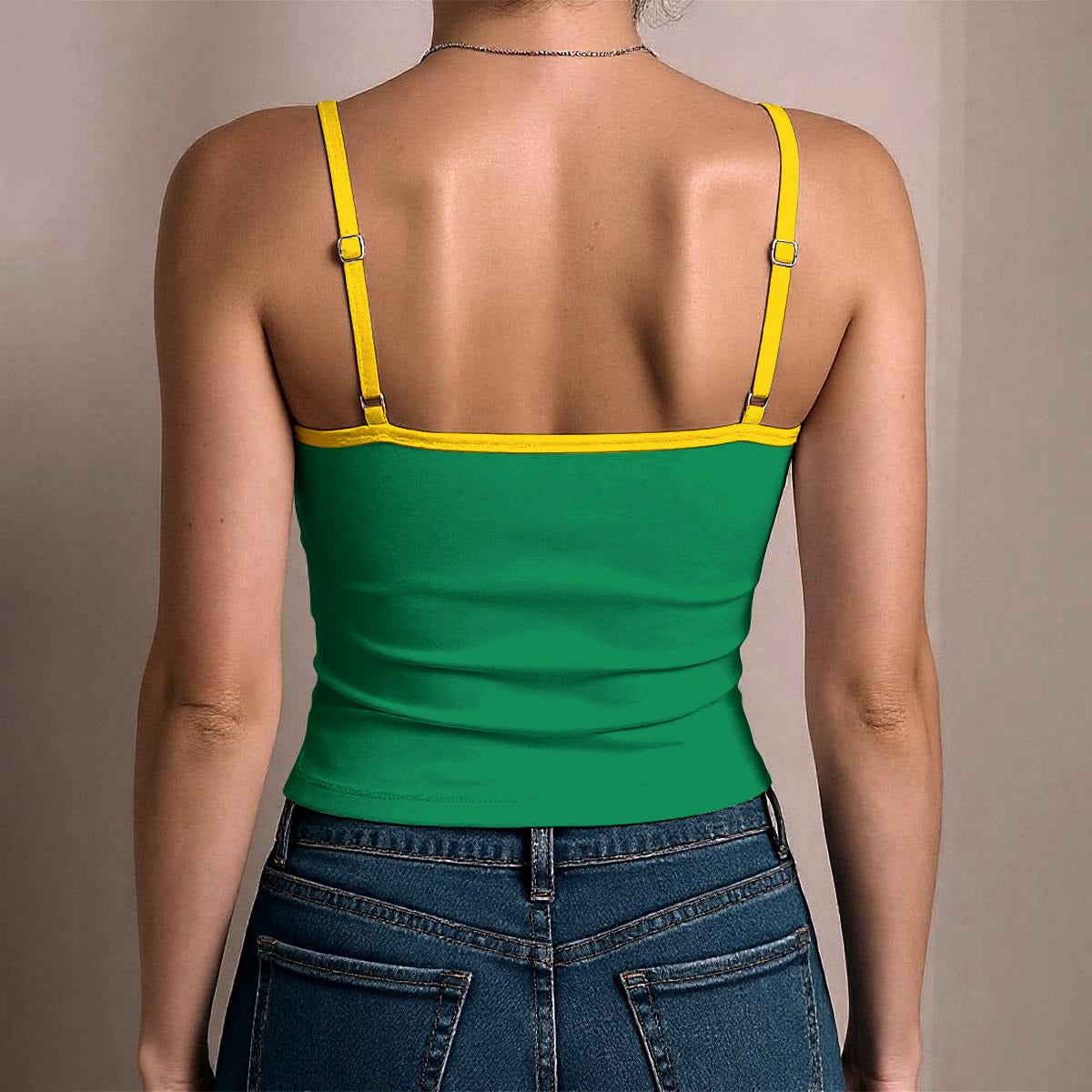 Brazil Flag Inspired Women's Spaghetti Strap Tank Top