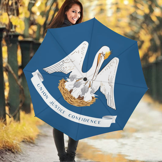 Louisiana State Flag Auto Open & Close Travel Umbrella