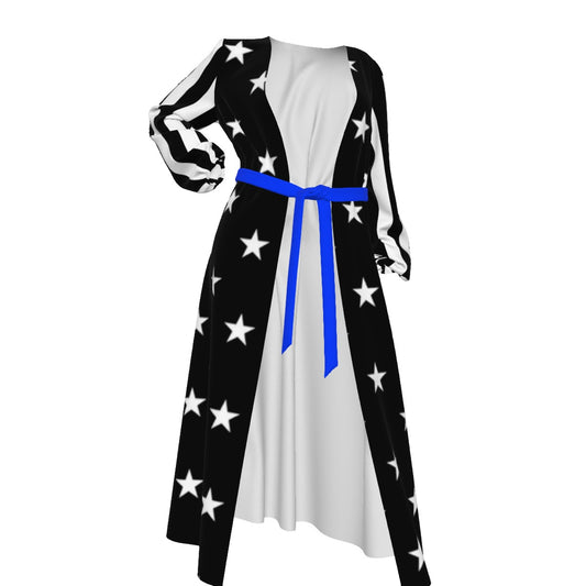 Thin Blue Line Flag Inspired Women’s Lace-up Chiffon Robe