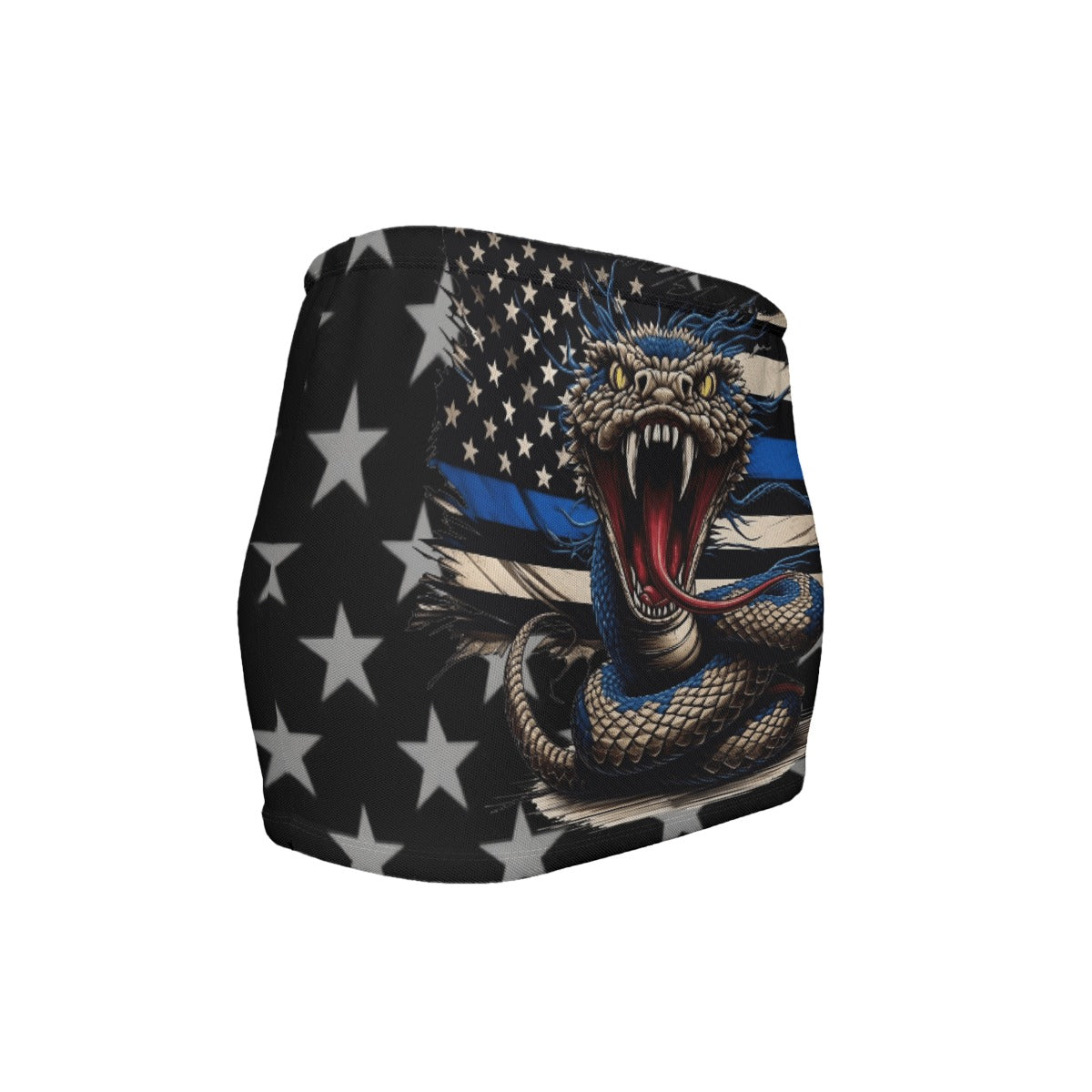 Thin Blue Line Flag Inspired Snake Women’s Slinky Micro Mini Skirt
