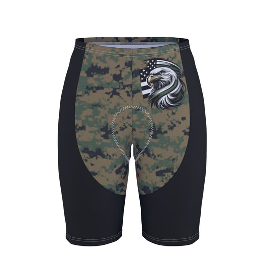 Thin Green Line Flag Inspired Eagle on Digital Camo Men’s Cycling Shorts