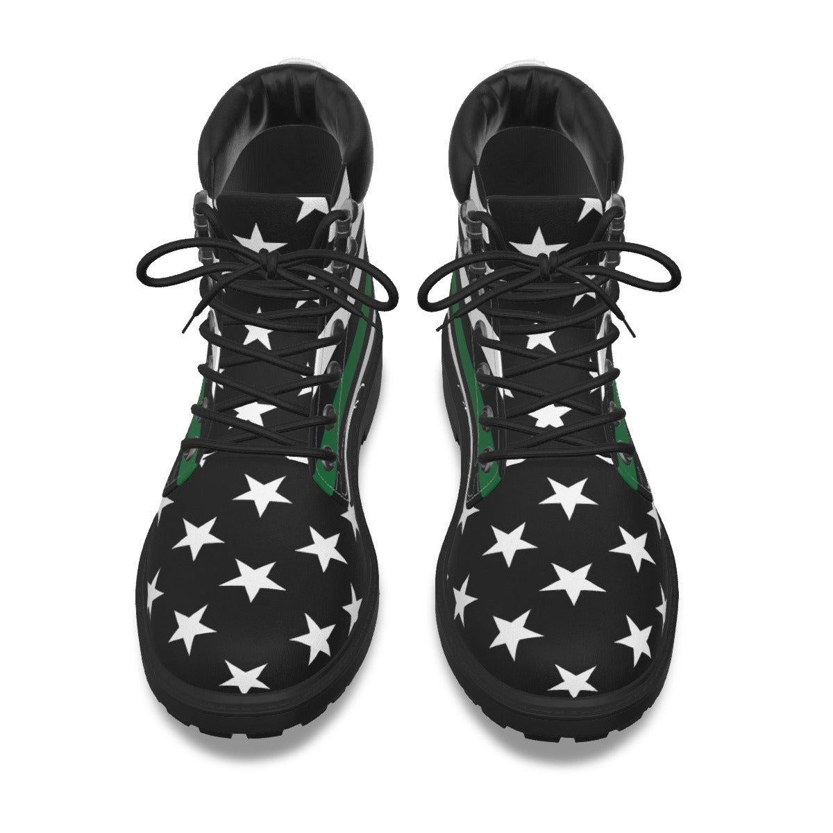 Thin Green Line Flag Inspired Men’s Padded-Collar Lace-Up Utility Boots
