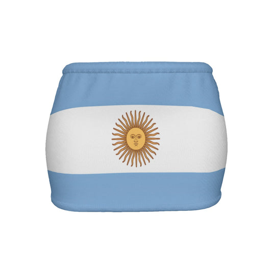 Argentina Flag Inspired Women’s Slinky Micro Mini Skirt