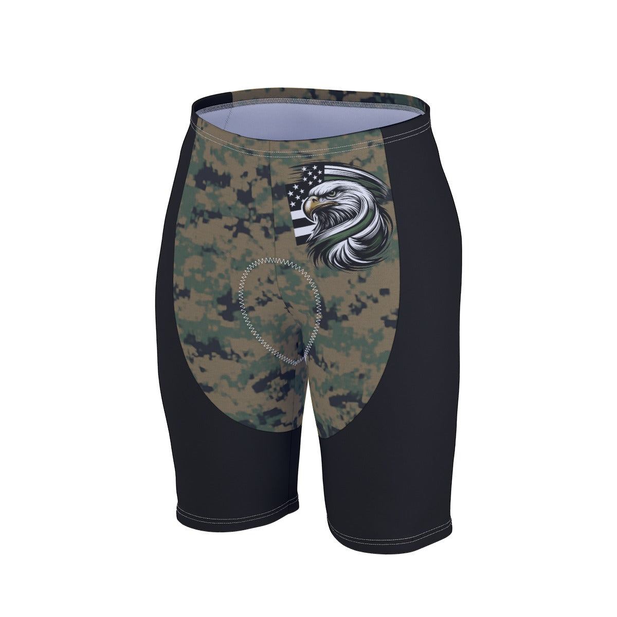 Thin Green Line Flag Inspired Eagle on Digital Camo Men’s Cycling Shorts