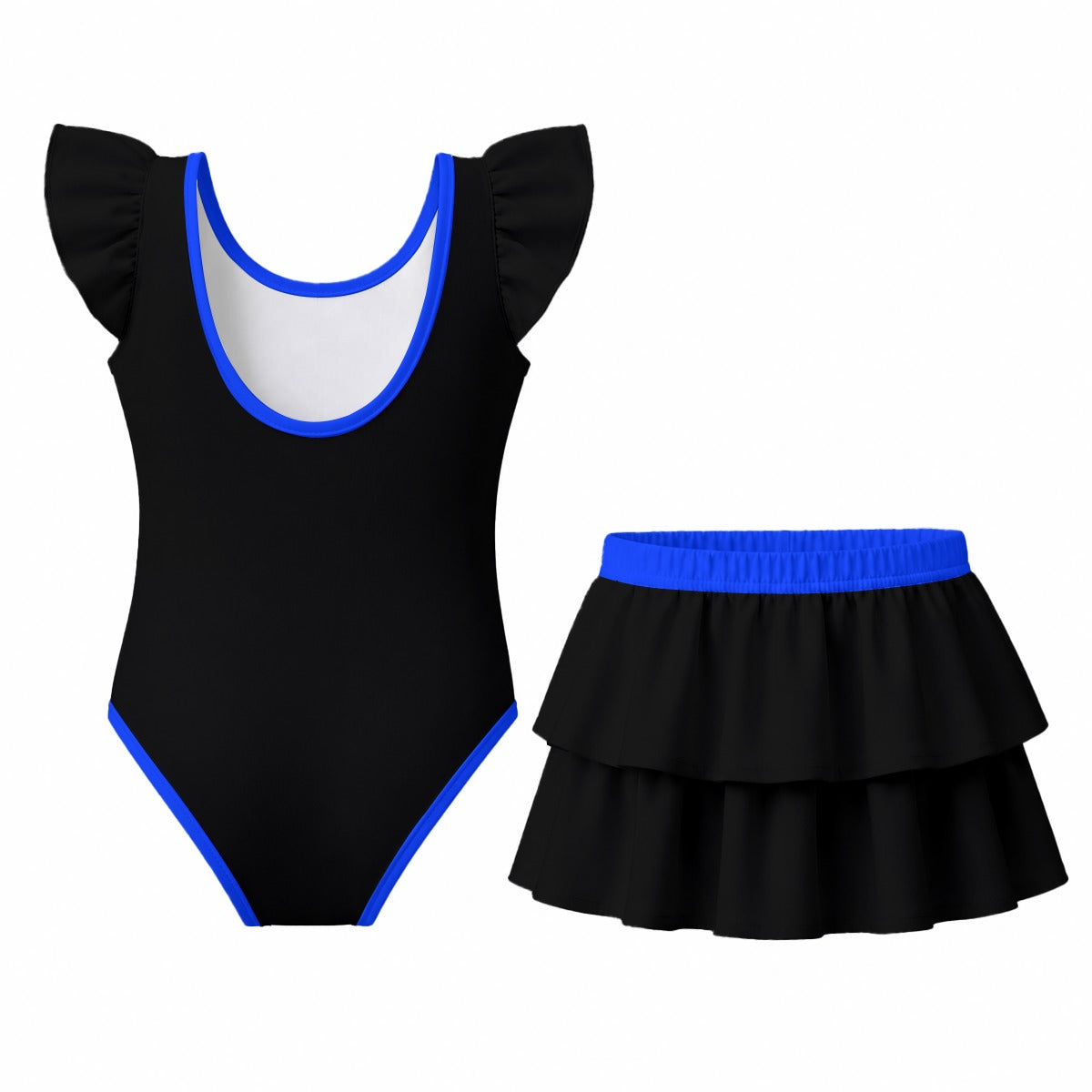 Thin Blue Line Flag Inspired Ruffle Layered Girls Swim Set
