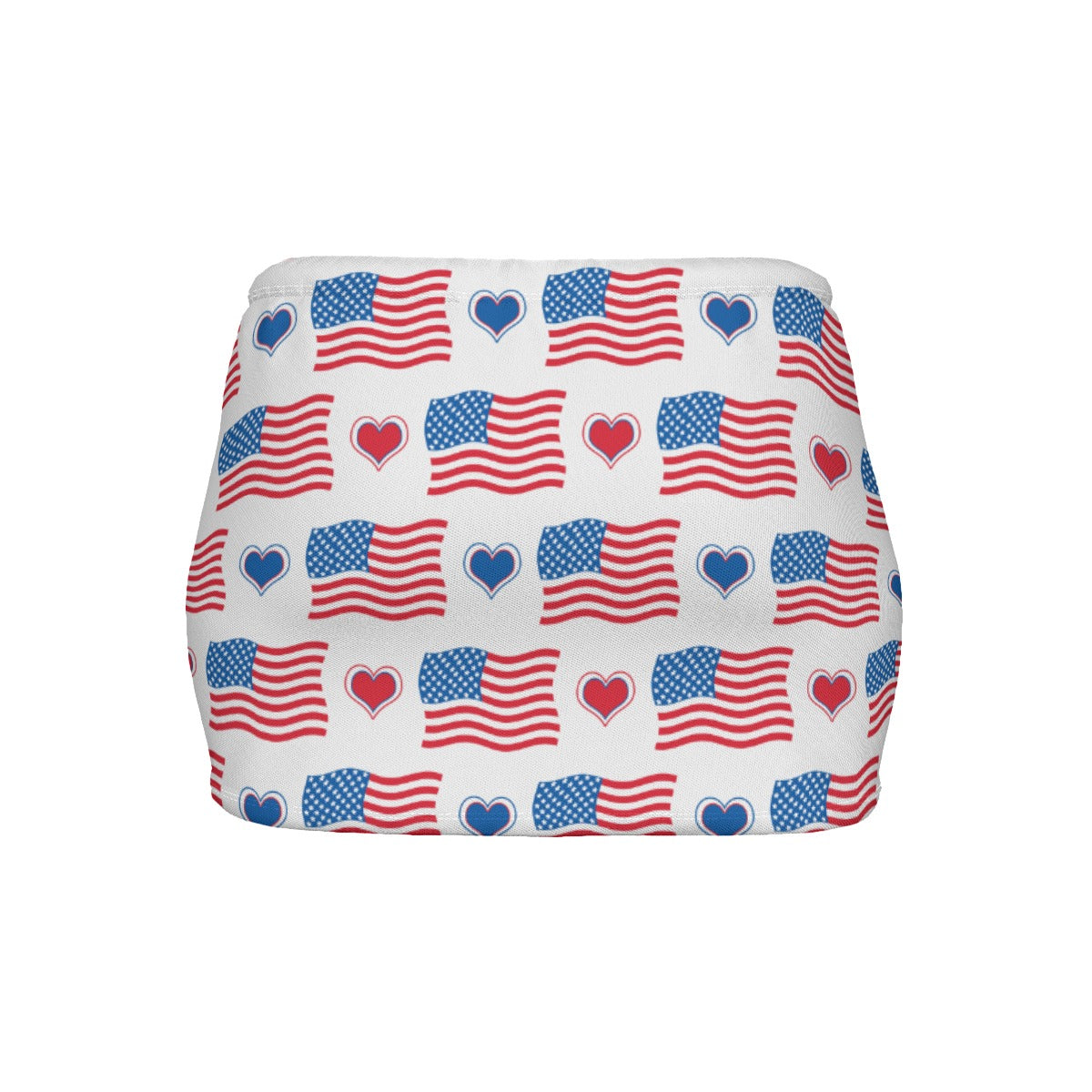 USA/American Flag Inspired Flag & Hearts Pattern Women’s Slinky Micro Mini Skirt