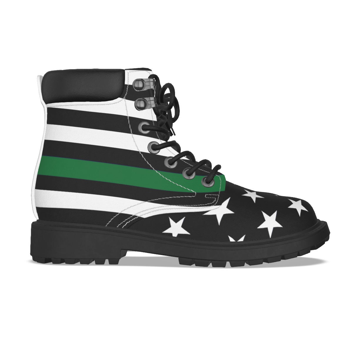 Thin Green Line Flag Inspired Men’s Padded-Collar Lace-Up Utility Boots