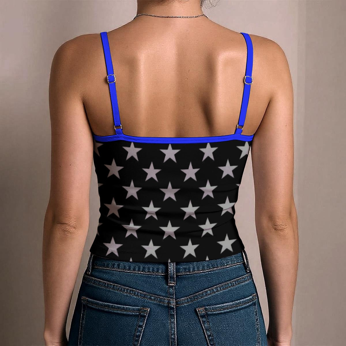 Thin Blue Line Flag Inspired Eagle Women's Spaghetti Strap Tank Top