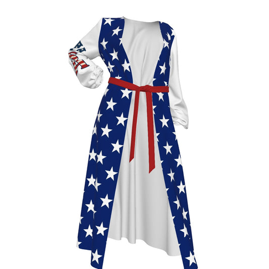 USA/American Flag Inspired Women’s Lace-up Chiffon Robe