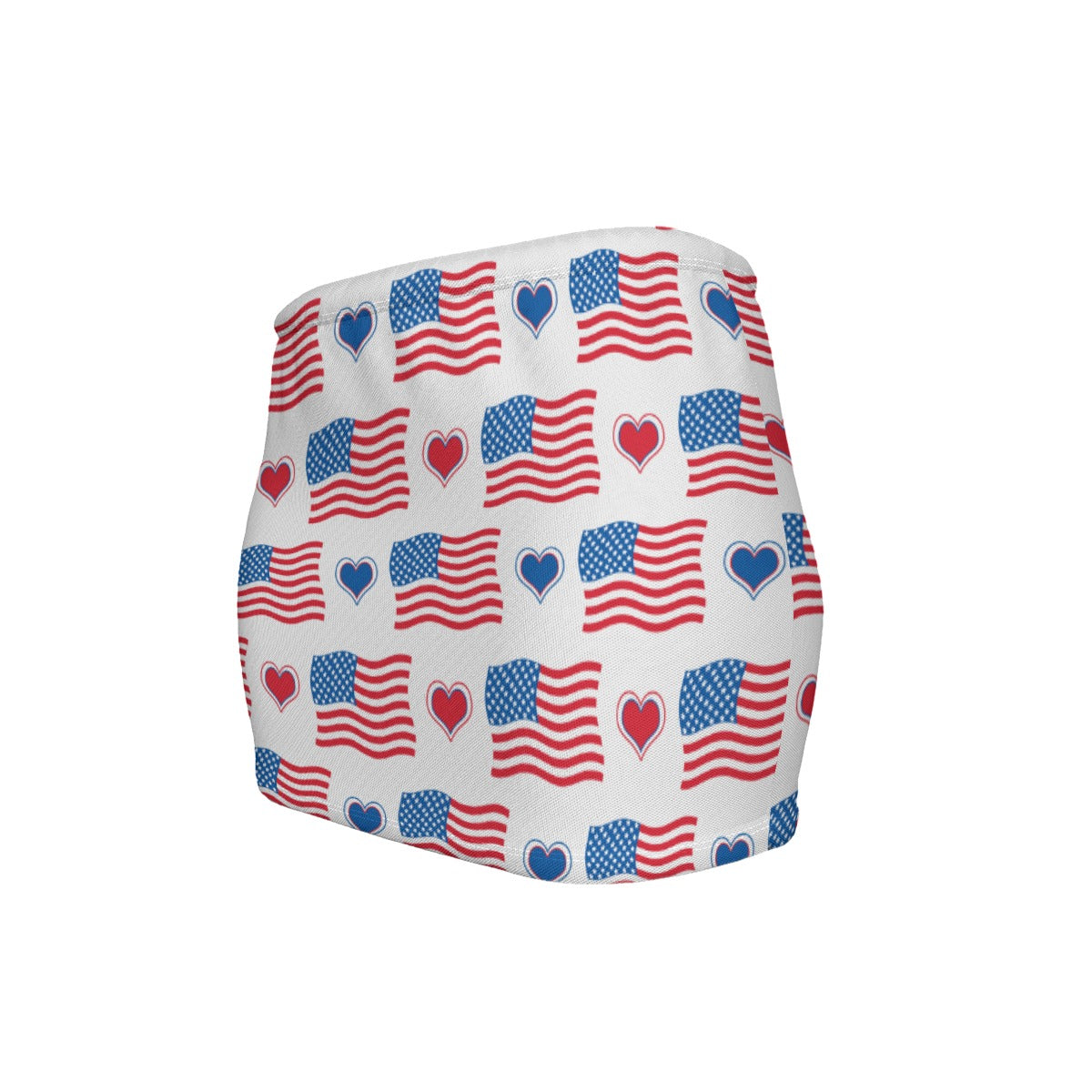 USA/American Flag Inspired Flag & Hearts Pattern Women’s Slinky Micro Mini Skirt