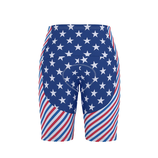 USA/American Flag Inspired Stripes and Stars Pattern Men’s Cycling Shorts