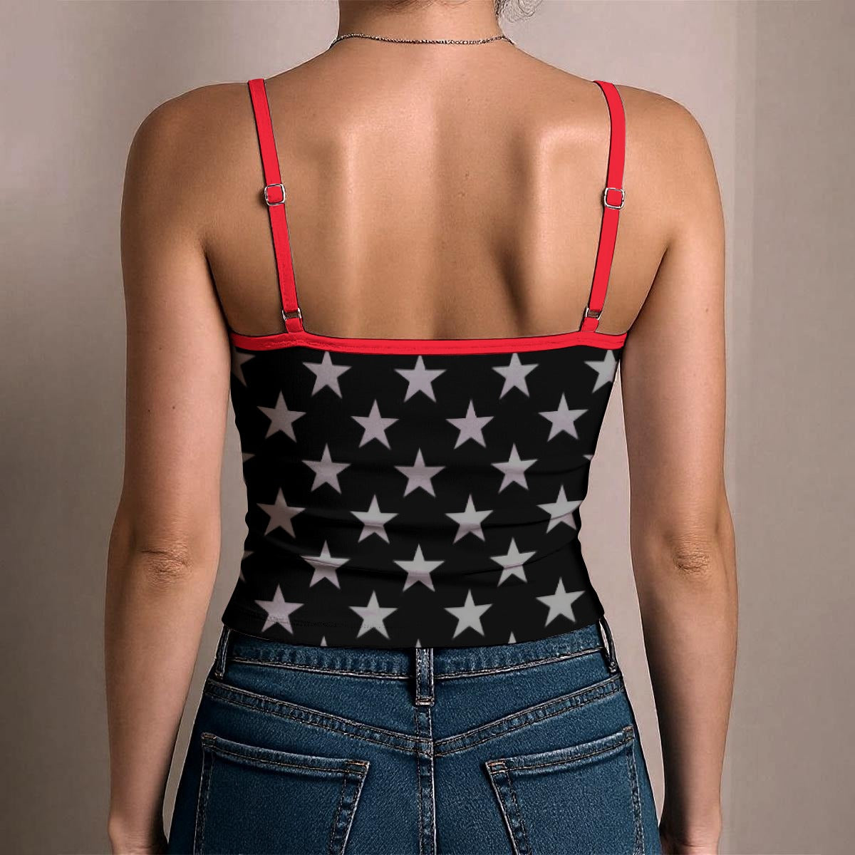 Thin Red Line Flag Inspired Women's Spaghetti Strap Tank Top