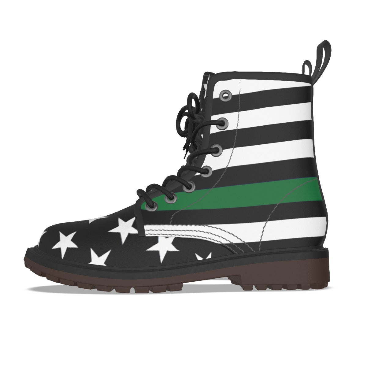 Thin Green Line Flag Inspired Women's Derby Laced Boots