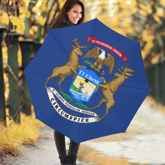 Michigan State Flag Auto Open & Close Travel Umbrella