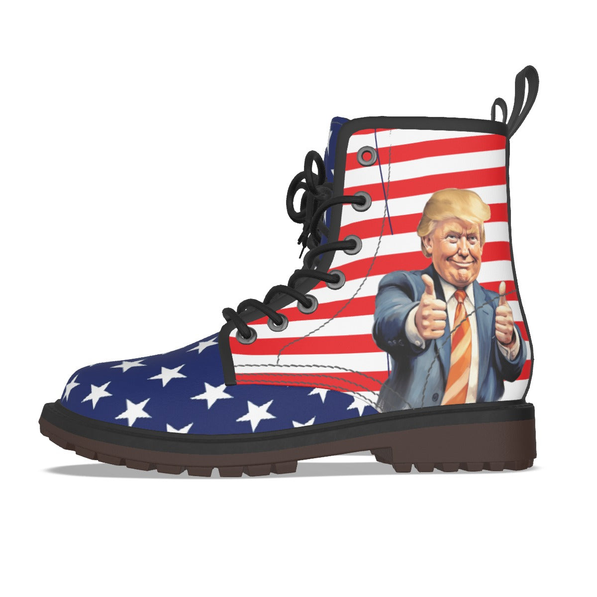 USA/American Flag Inspired Trump Thumbs Up Women's Derby Laced Boots