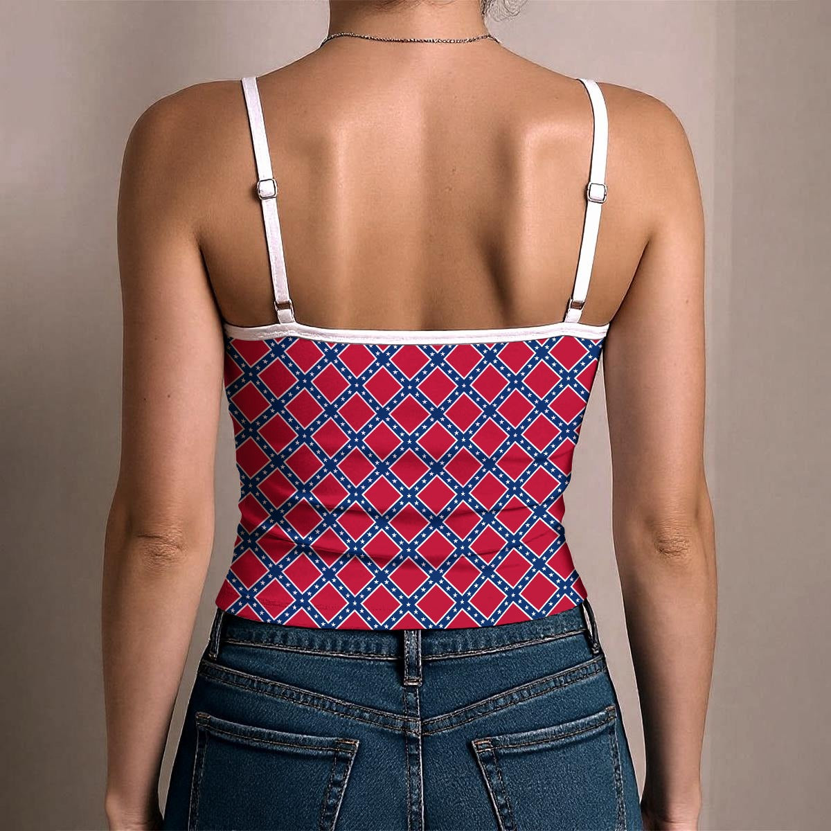 Confederate Battle Flag Inspired Pattern Women's Spaghetti Strap Tank Top