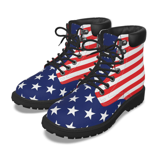 USA/American Flag Inspired Padded Collar Utility Boots