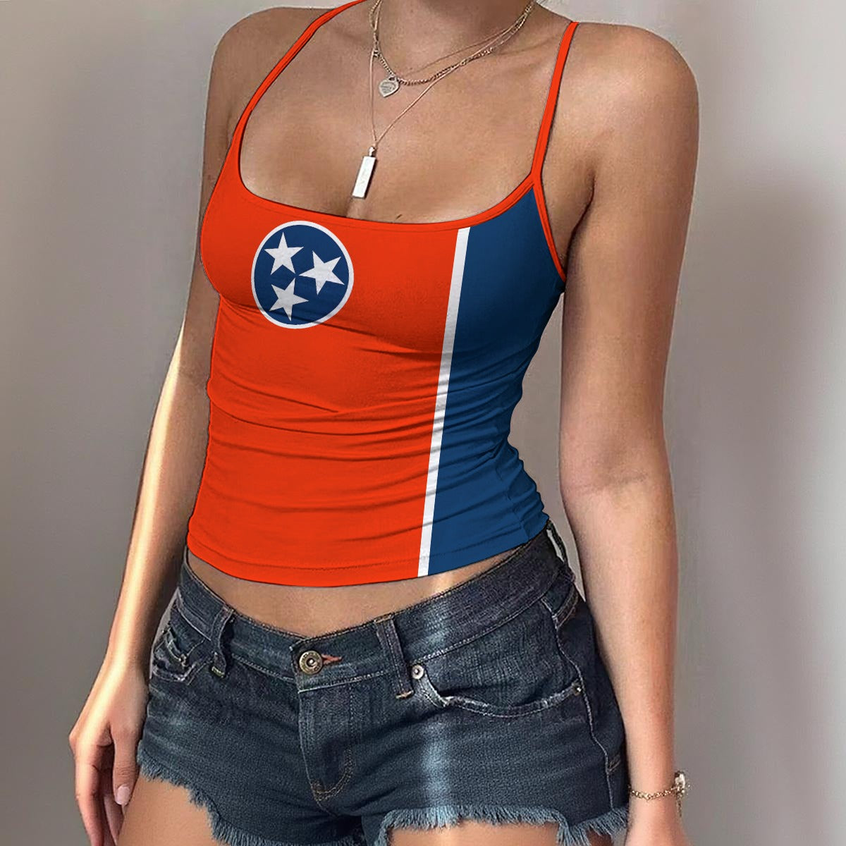 Tennessee Flag Inspired Women's Spaghetti Strap Tank Top