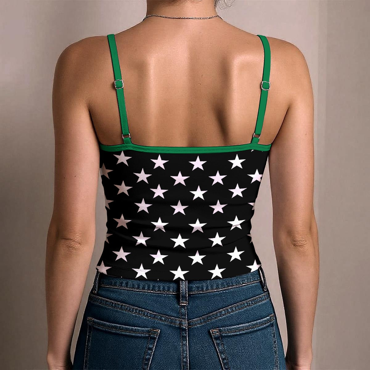 Thin Green Line Flag Inspired Women's Spaghetti Strap Tank Top