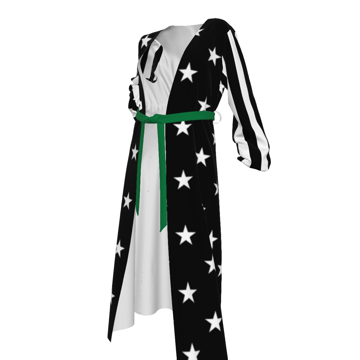 Thin Green Line Flag Inspired Women’s Lace-up Chiffon Robe