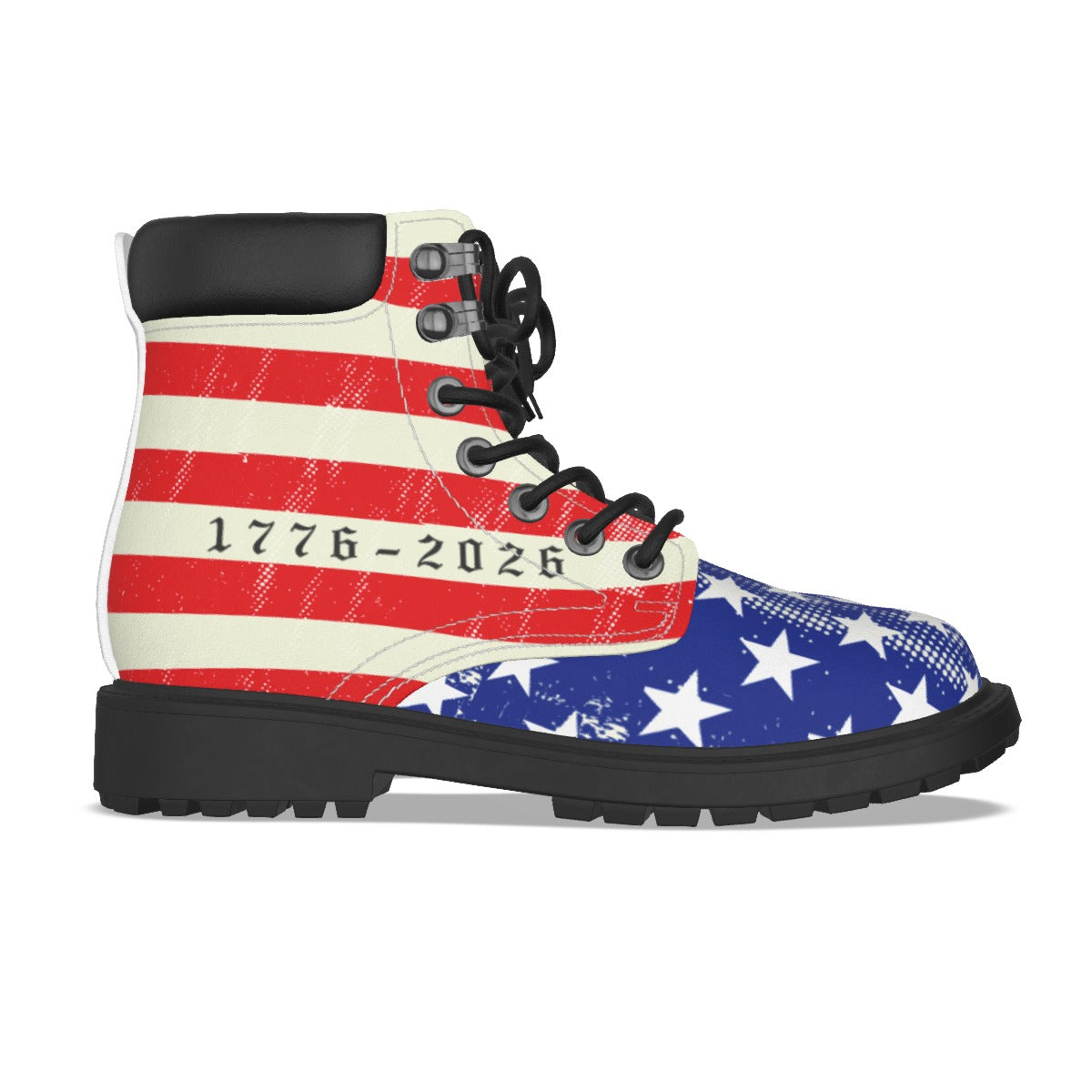 America 250 Year Anniversary USA/America Flag Inspired Men’s Padded-Collar Lace-Up Utility Boots