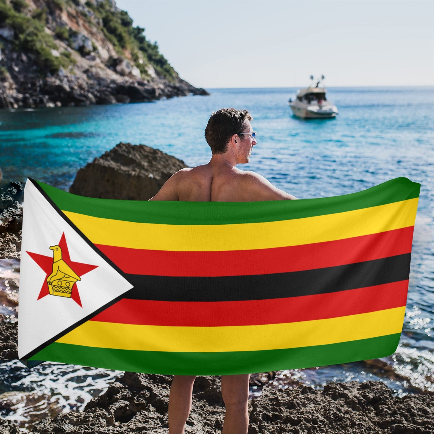 Zimbabwe Flag Beach Towel 31"x71" (Made in USA)