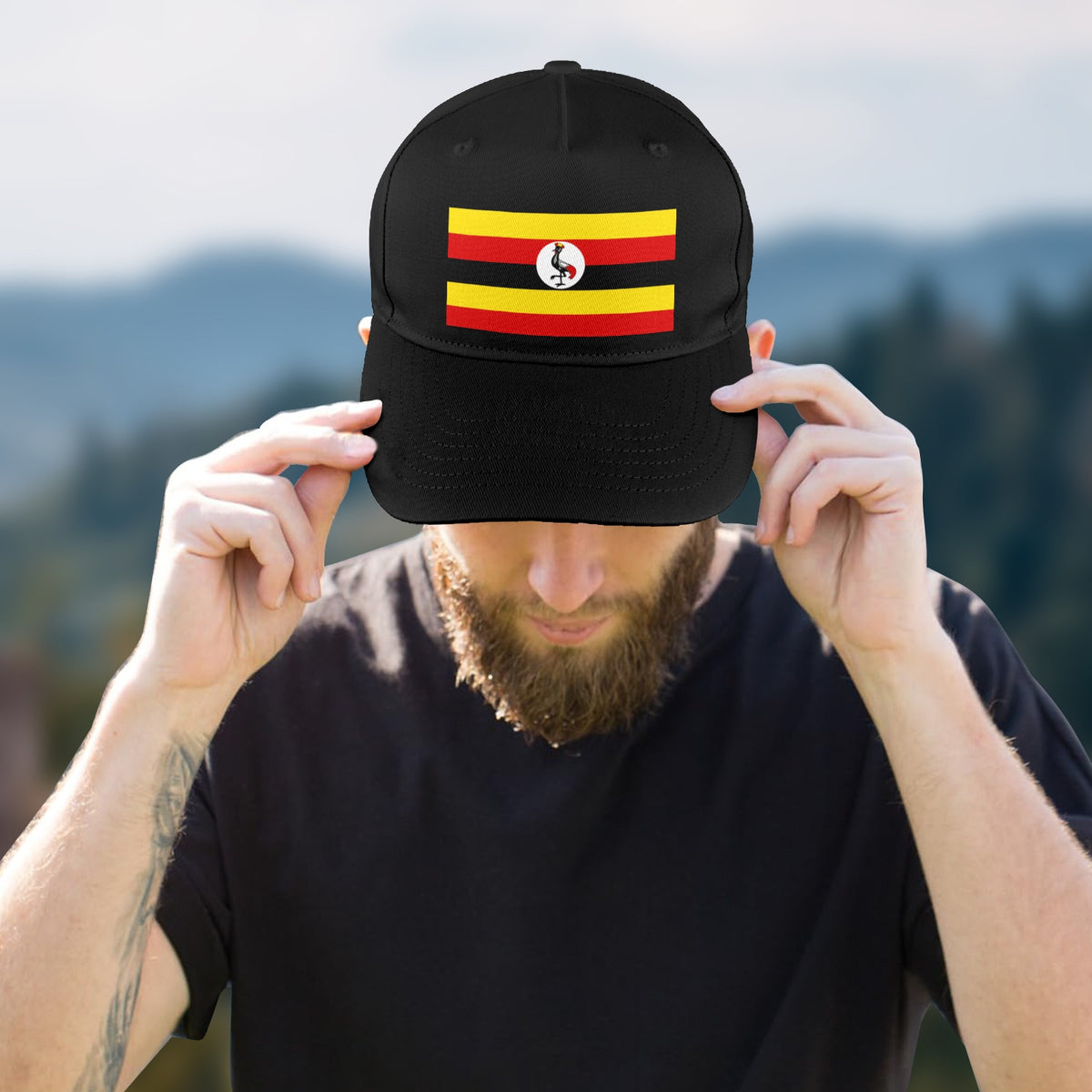 Uganda Flag Inspired Baseball Cap | Printed in the  USA