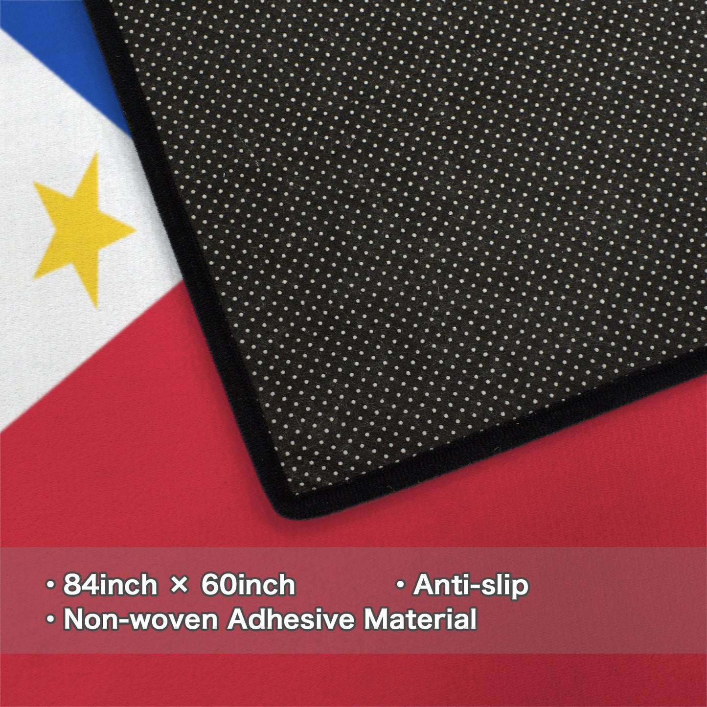 Philippines Flag Inspired 84x60 Inch Area Rug with Black Binding (Made in the USA)