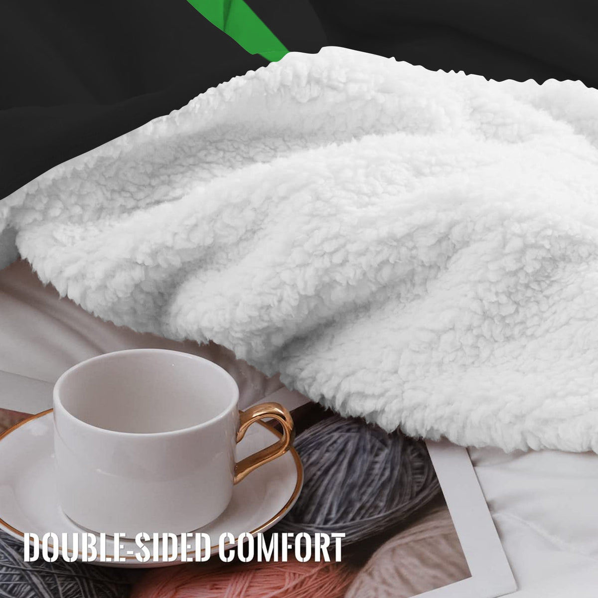 Thin Green Line Flag Inspired Sherpa Fleece Blanket 90" x 108" | Prtinted in the USA