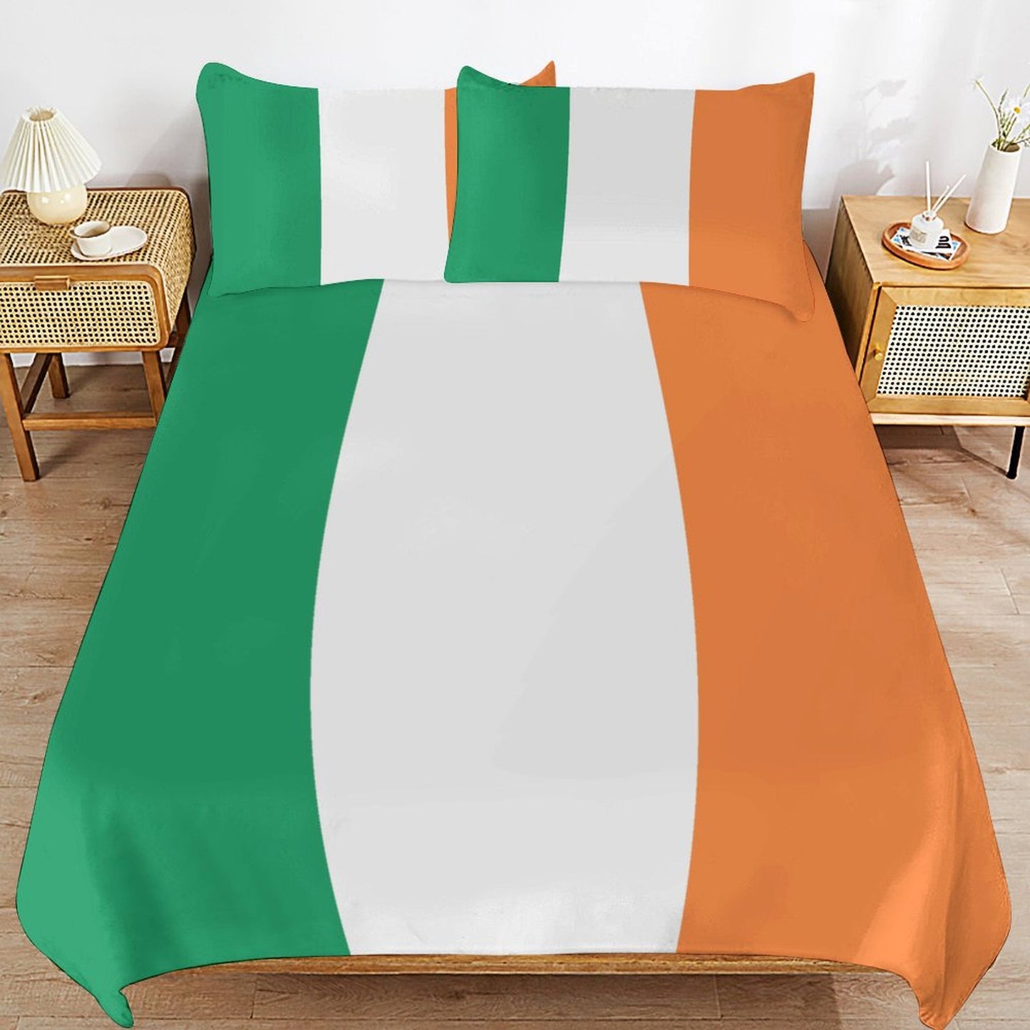Ireland Flag Inspired 3-Piece Bedding Set (1 Duvet Cover + 2 Pillow Shams) – 102"×90"