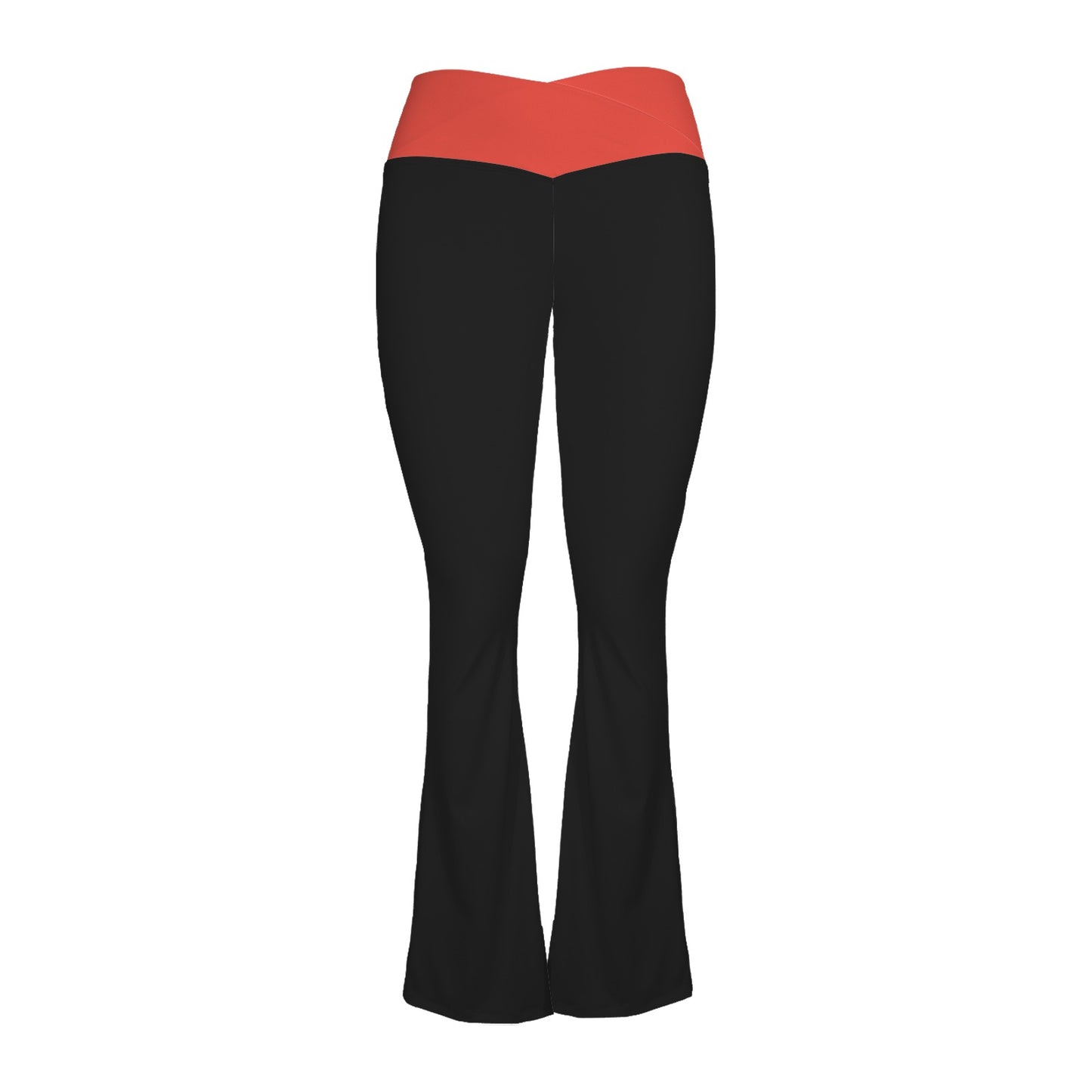 Thin Red Line Flag Inspired Women's V-Crossover High Waisted Flare Leggings